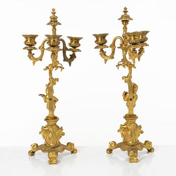 A pair of Louis XV style candelabras, 20th century.