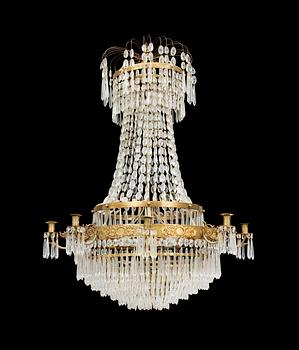 501. A Swedish Empire 1820/30's nine-light chandelier.