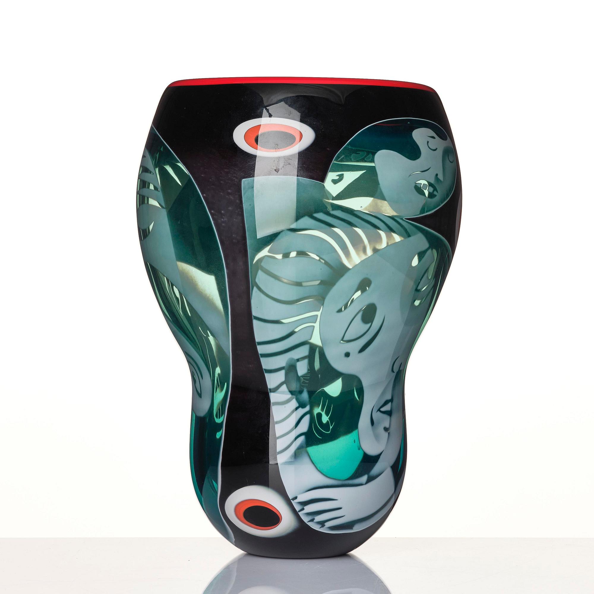 Peter Hermansson, a graal glass vase, blown by Micke Johansson, Örsjö, 2012.