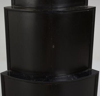 Erik Lund, a black lacquered modernist corner cabinet, Stockholm 1930's.