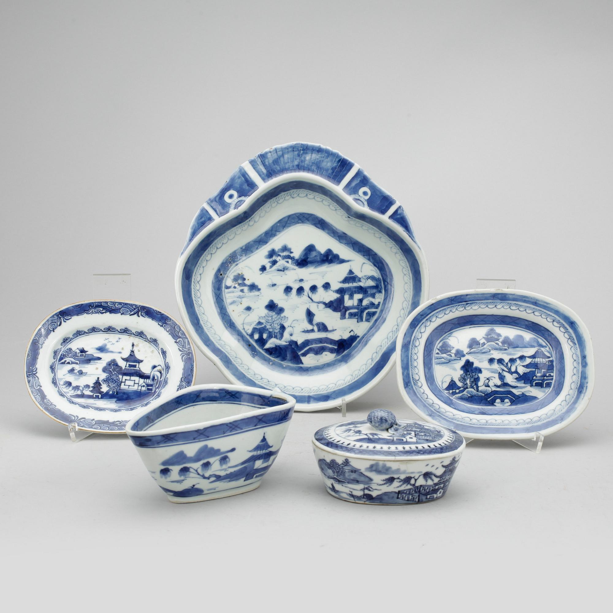 SERVISDELAR, 4 stycken, Kina tidigt 1800-tal.