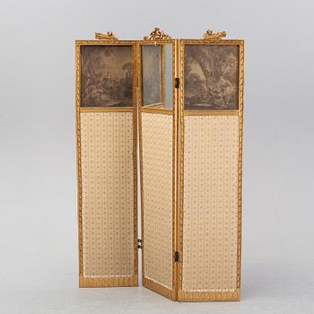 A gustavian style folding screen, first half of the 20th century.