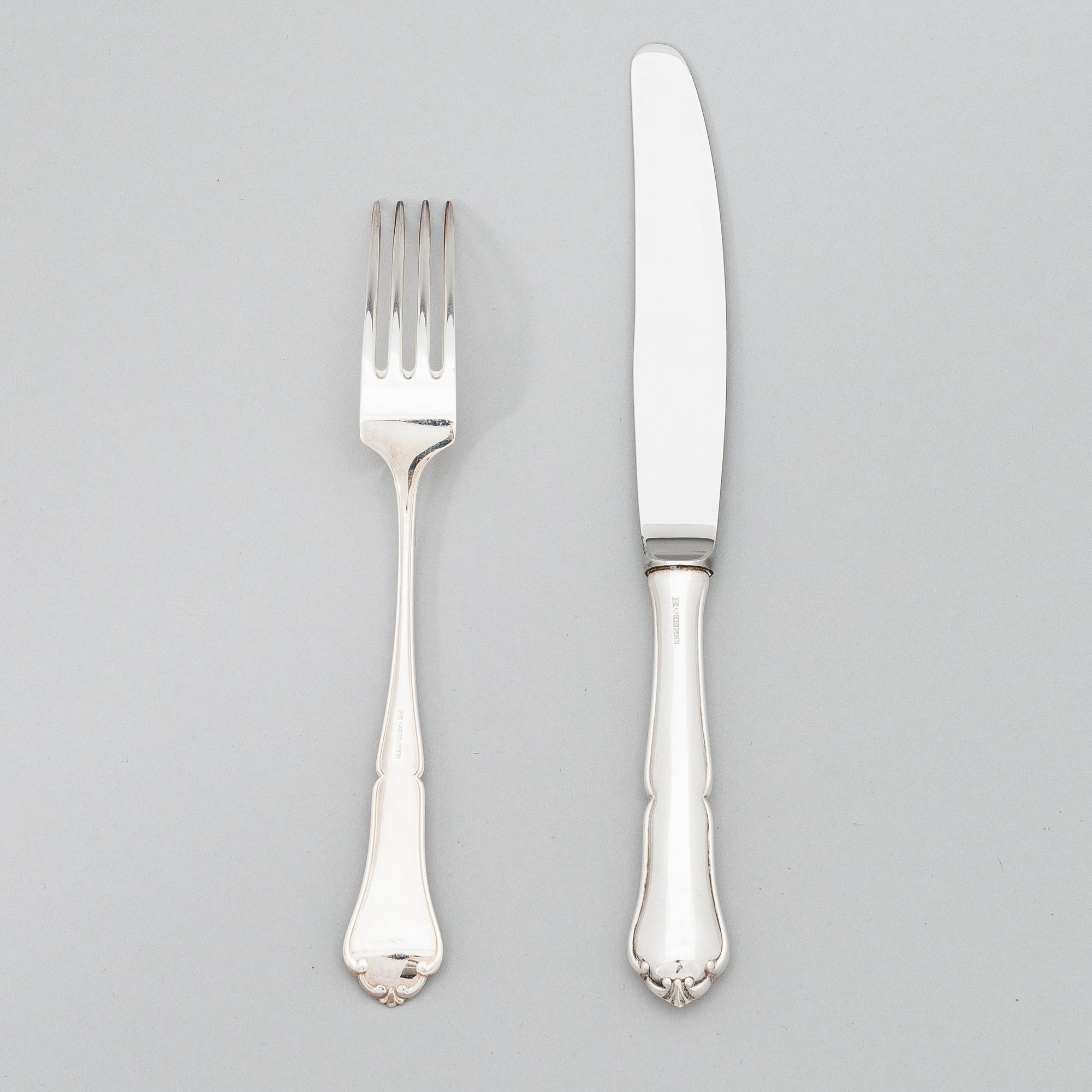 A 24-piece set of 'Chippendale' silver cutklery,  Kultateollisuus oy, Turku, Finland 1978-79.