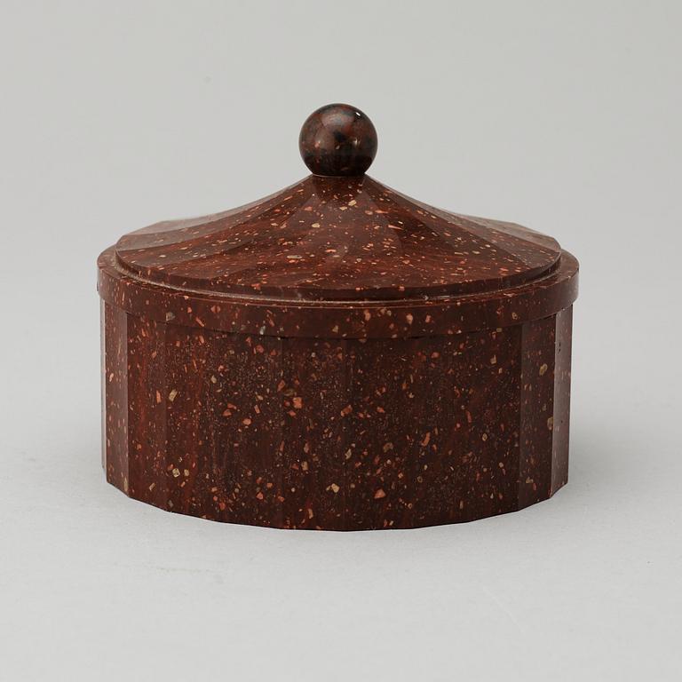 A Swedish Empire 19th century porphyry butter box.