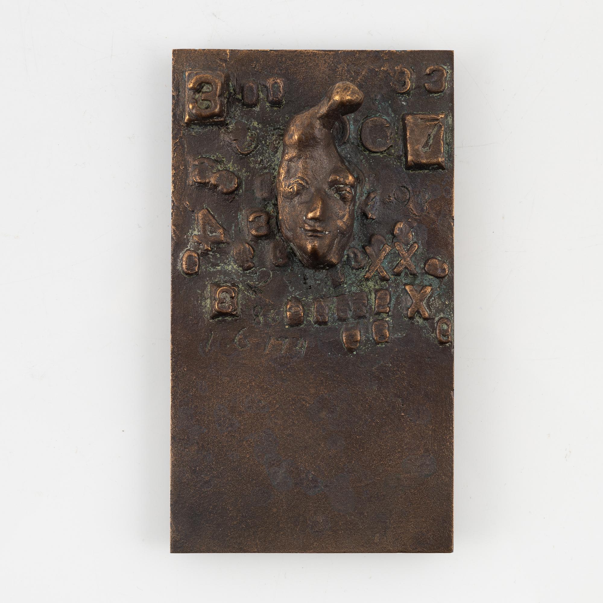 Bror Marklund, embossment, bronze, height 16 cm.