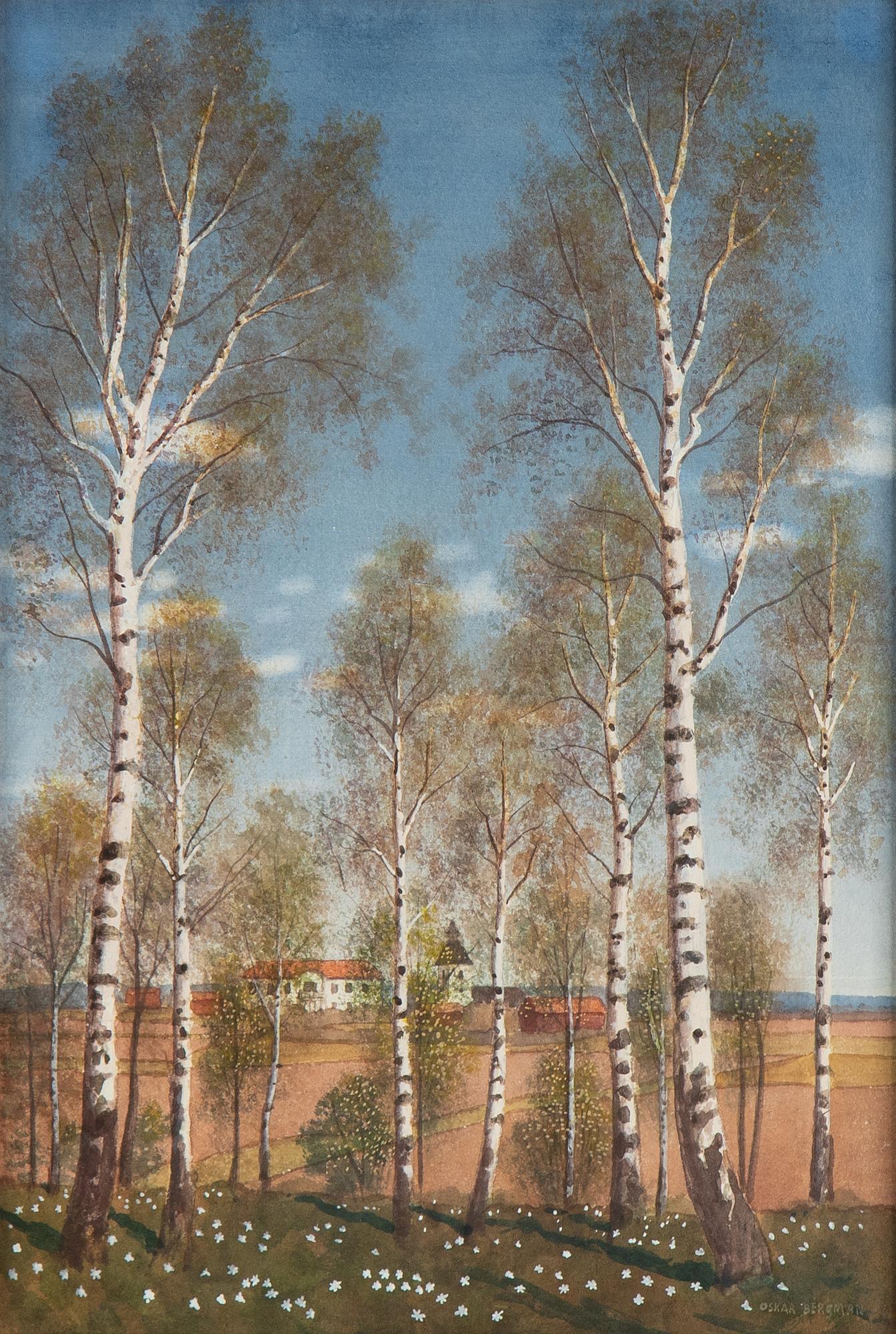 Oskar Bergman, akvarell, signerad.