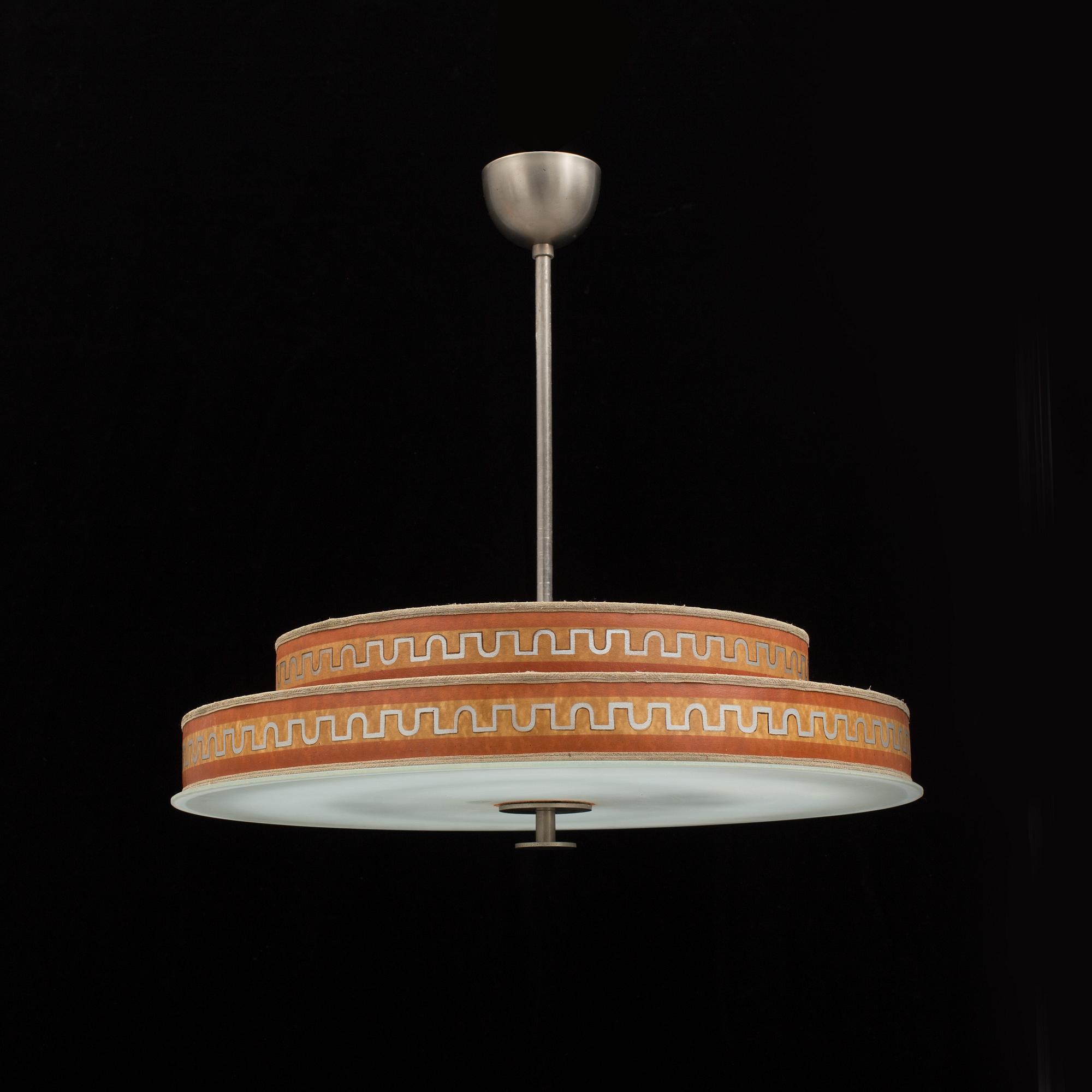 An art déco ceiling lamp.