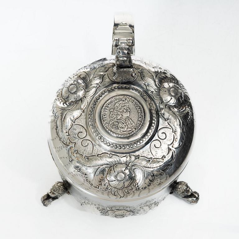 A Danish silver baroque style tankard, 20th century.