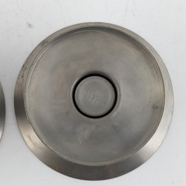 Sylvia Stave, ljusstakar, ett par, tenn, CG Hallberg, Stockholm 1933.