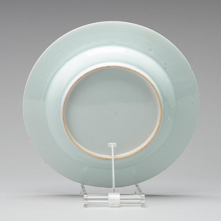A pair of famille rose 'double peacock' dishes, Qing dynasty, Qianlong (1736-95).