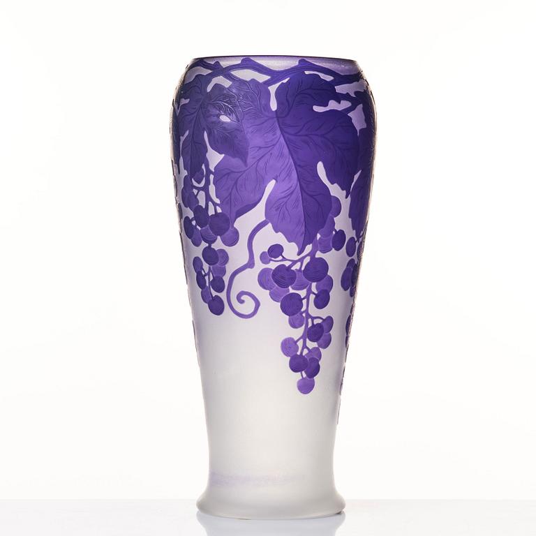 Karl Lindeberg, an Art Nouveau cameo glass vase, Kosta Sweden.