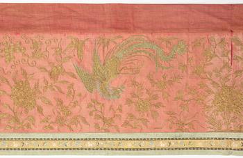A group of three embroidered silk textiles, Qing dynasty, 18th/19th century.