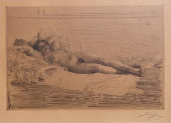 Anders Zorn, etsning, 1913-14, signerad.