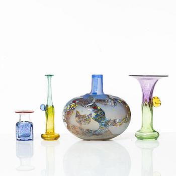 Bertil Vallien, a group of four vases, Kosta Boda.