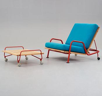 HANS J WEGNER, fåtölj, med fotpall, "GE 440" utställningsexemplar för Getama, Danmark 1968-69.