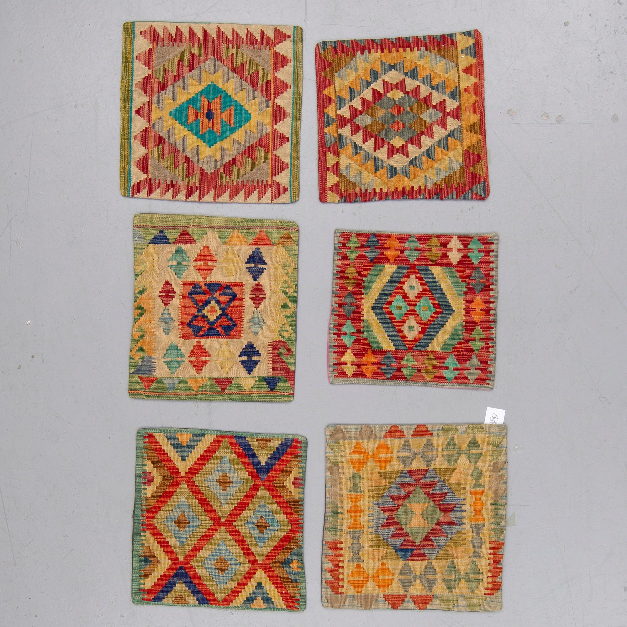 Six Kilim cushions, ca 45 x 45 cm.