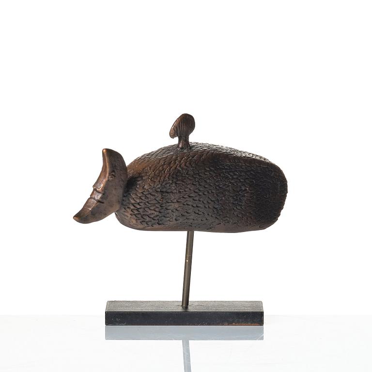 Stig Lindberg, a patinated bronze sculpture, Scandia Present, Sweden 1970s, no 313.