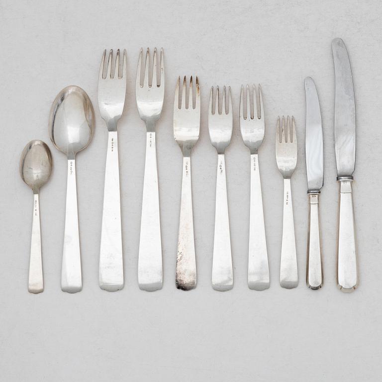 Bestickuppsättning, 86 delar, silver, stämplar K Anderson, Stockholm, bl a 1953.