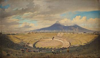 767. Niels Fristrup, "Amphitheatret i Pompei med Vesuv i Baggrunden".