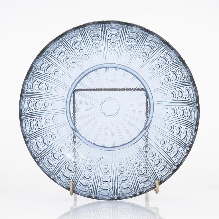 Nanny Still, dessertskålar, 16 st och skål,  "Riikinkukko" (Påfågel), 5325, Riihimäen Lasi. I produktion 1968-1969.