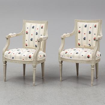 An end of the 18th Century Gustavian pair of armchairs.