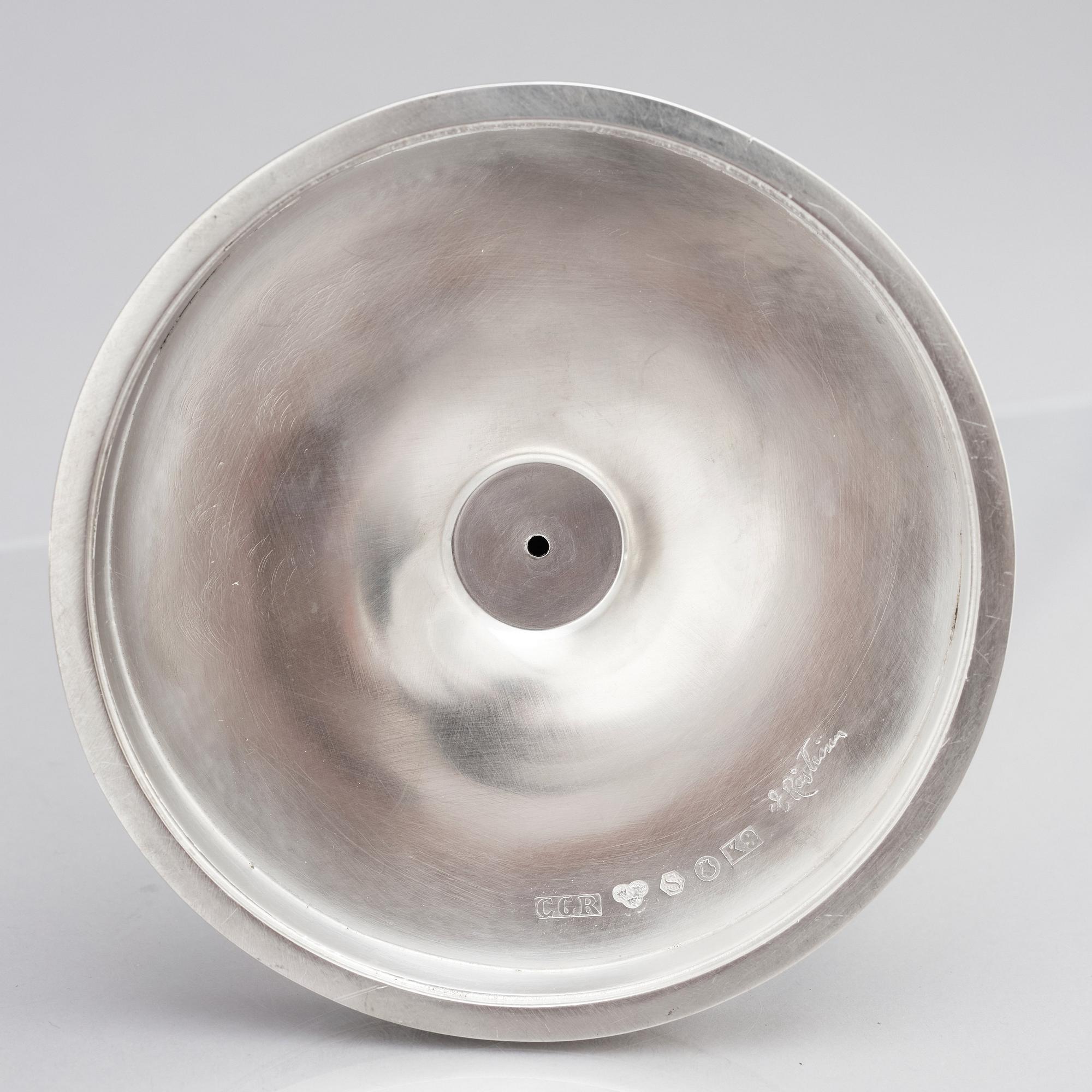 Eric Råström, for C.G. Råström, a pair of silver candlesticks, Stockholm 1960.