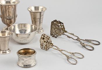 PARTI SILVER, 15 delar, 1800/1900-tal. Vikt 850 g.