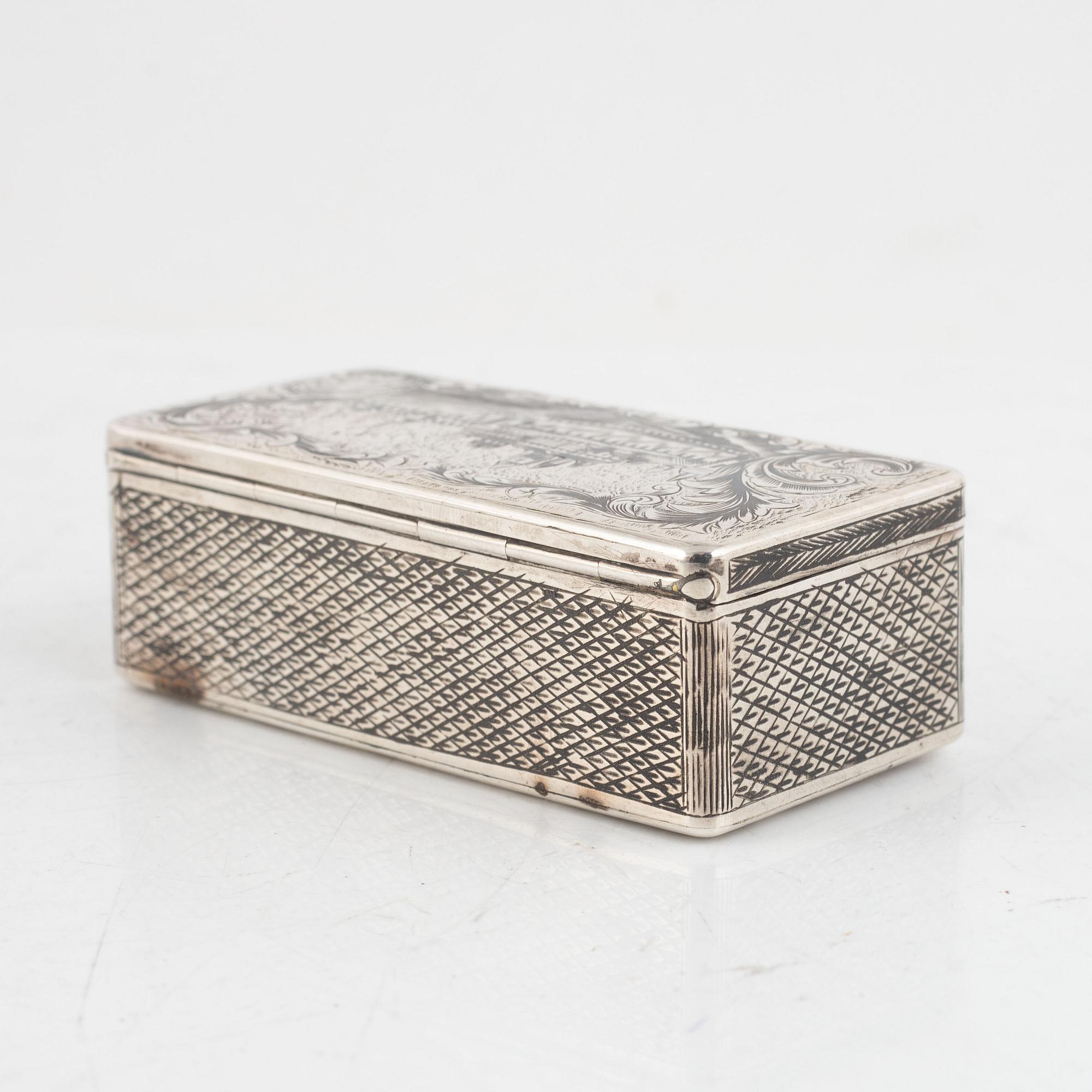 A Russian Silver Niello Box, Moscow 1856.