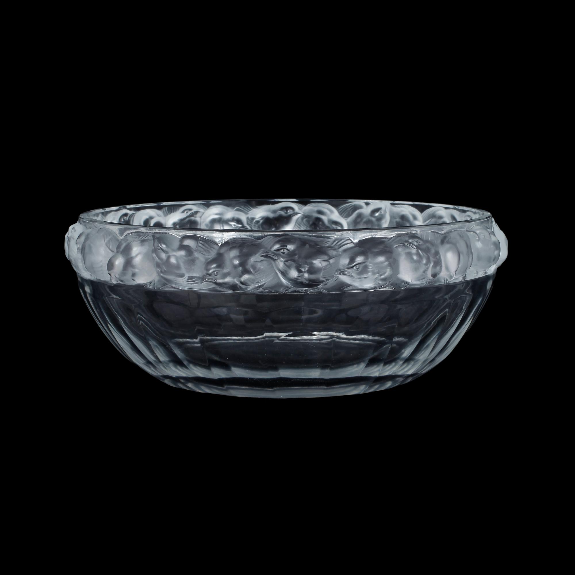 SKÅL, glas, "Mésange", märkt Lalique, France.