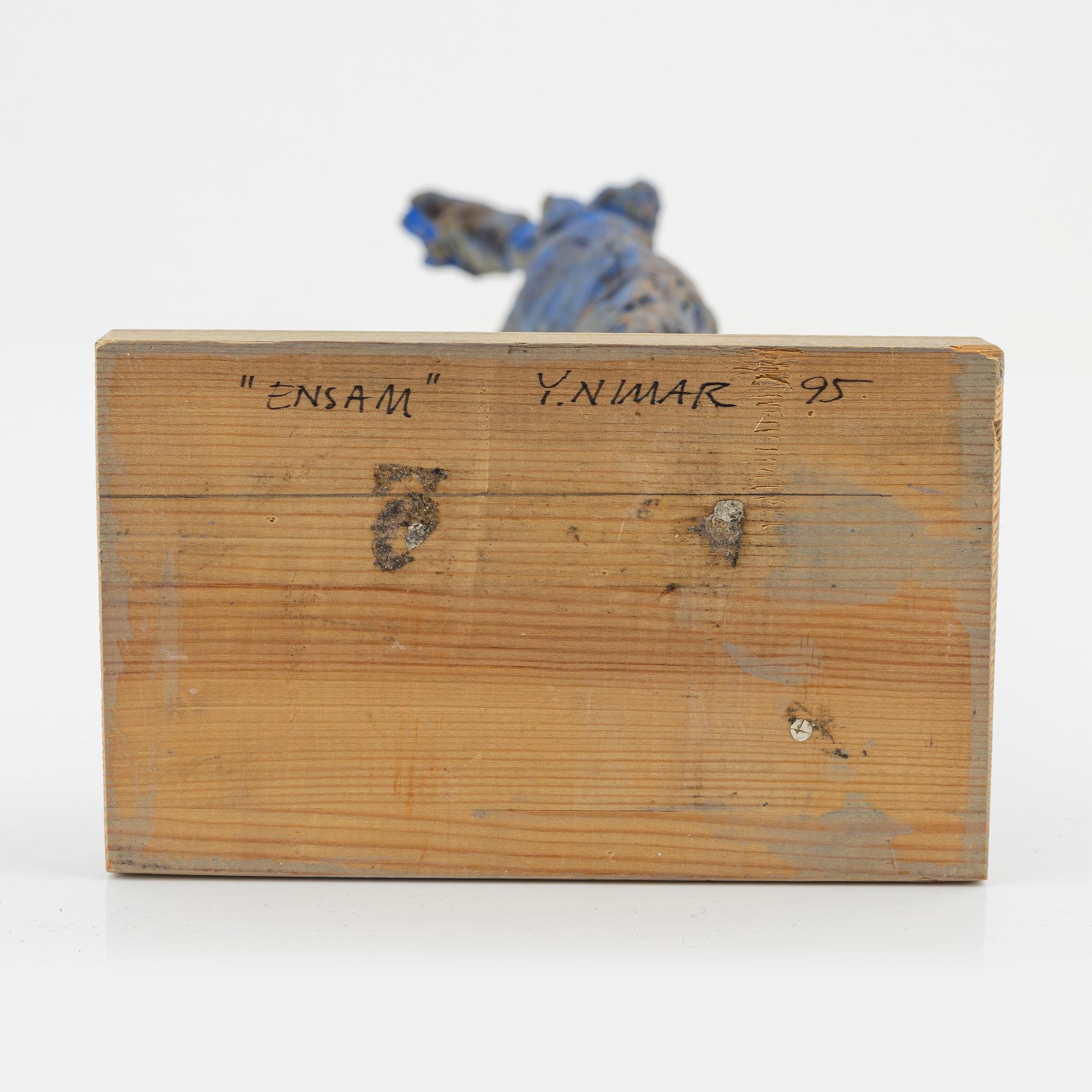 Yvonne Nimar, a group of three ceramic sculptures, signed.