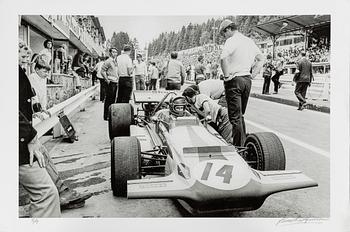 Kenneth Olausson, Ronnie Peterson, March, i sitt andra F1-GP - Spa, Belgien, 1970".