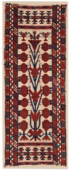 A TENT BAND, FRAGMENT, an antique Turkmen, Czar Russia, ca 102,5 x 39 cm. Framed (with the mounting 107x42 cm).