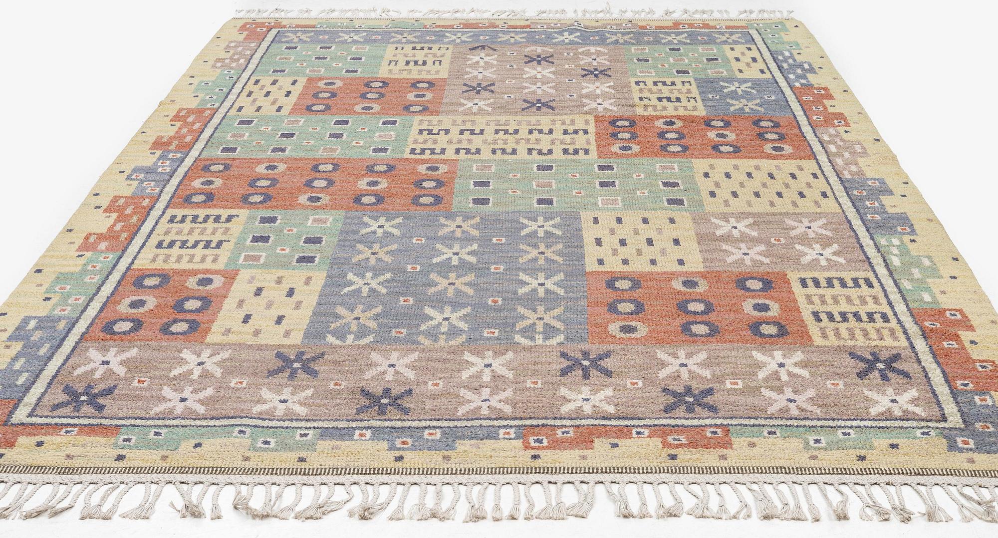 Märta Måås-Fjetterström, a carpet, 'Joakim', flat weave, c. 317 x 215 cm, signed MMF.