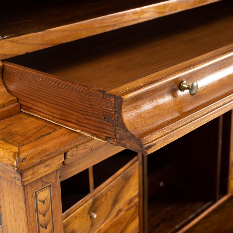 A French elm veneered secretaire, 19th Century.