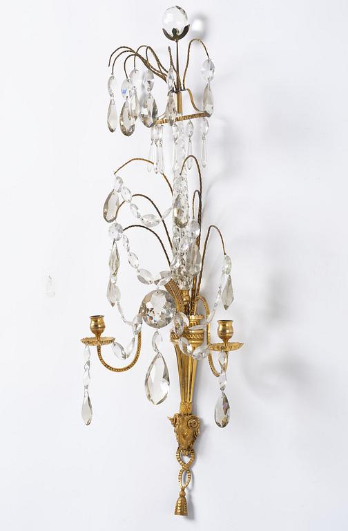 Vägglystrar, ett par, för två ljus, 1800-tal, Louis XVI-stil.