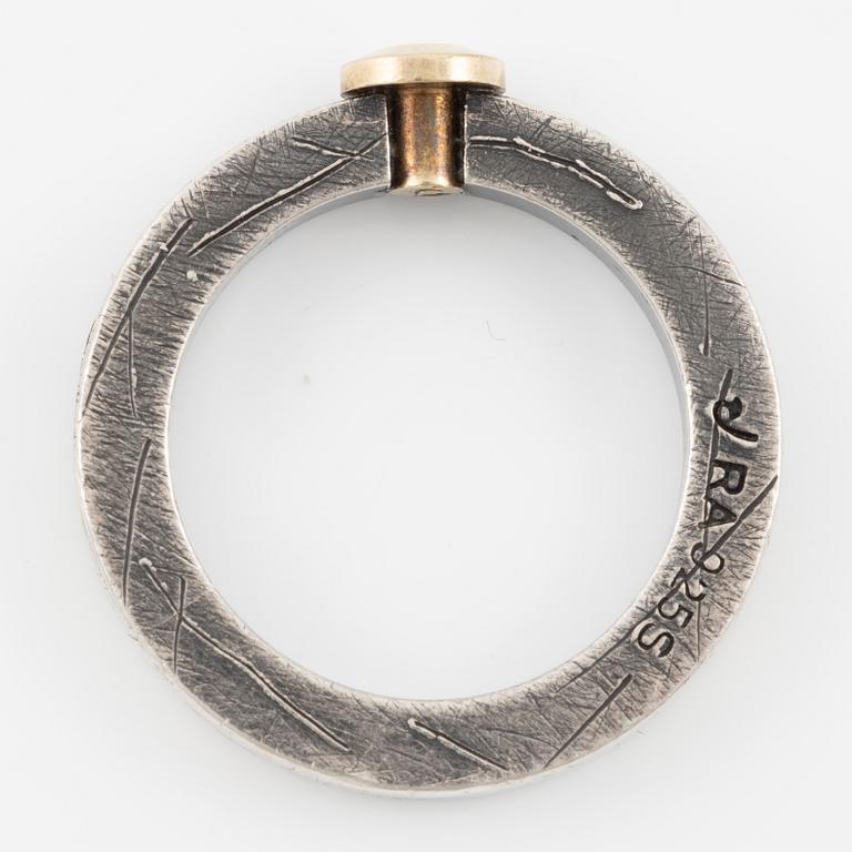 Bracelet, necklace, a pair of earrings, and a ring, Pia Rauff, silver with small diamonds.