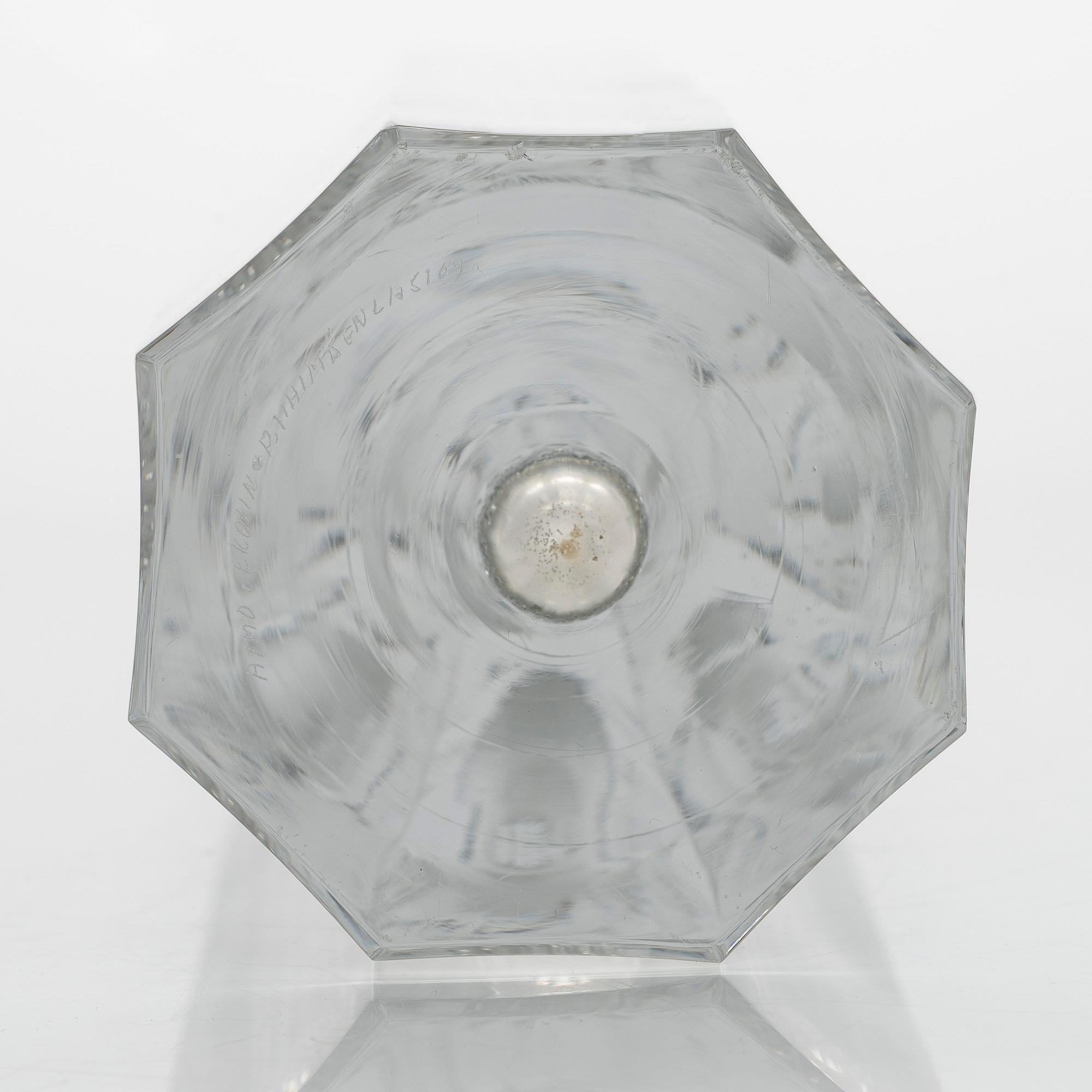 Aimo Okkolin, vase, unique, signed Aimo Okkolin Riihimäen Lasi.