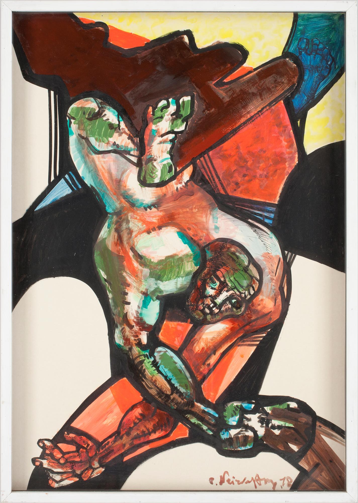 ERNST NEIZVESTNY. Signerad E. Neizvestny och daterad -78. Blandteknik på papper.