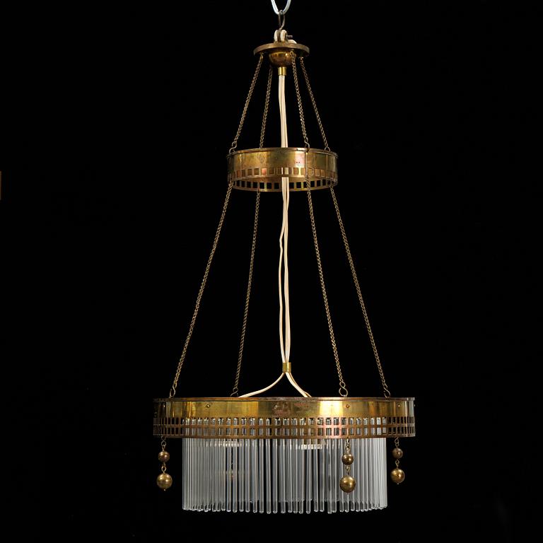 An Art Nouveau brass ceiling light, Allan Hellenius, Kangas, Finland, early 20th Century.