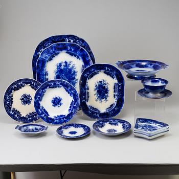 MATSERVIS, 76 delar, flintgods, "Flytande blått", Gustavsberg.