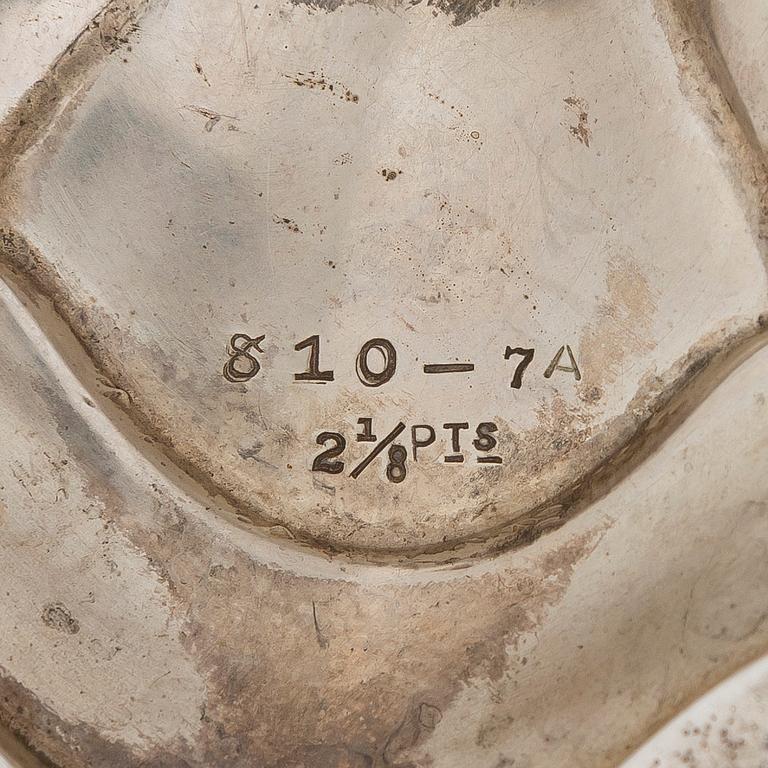 A five-piece sterling silver coffee and tea service, and 12 spoons, USA, first quarter of the 20th century.