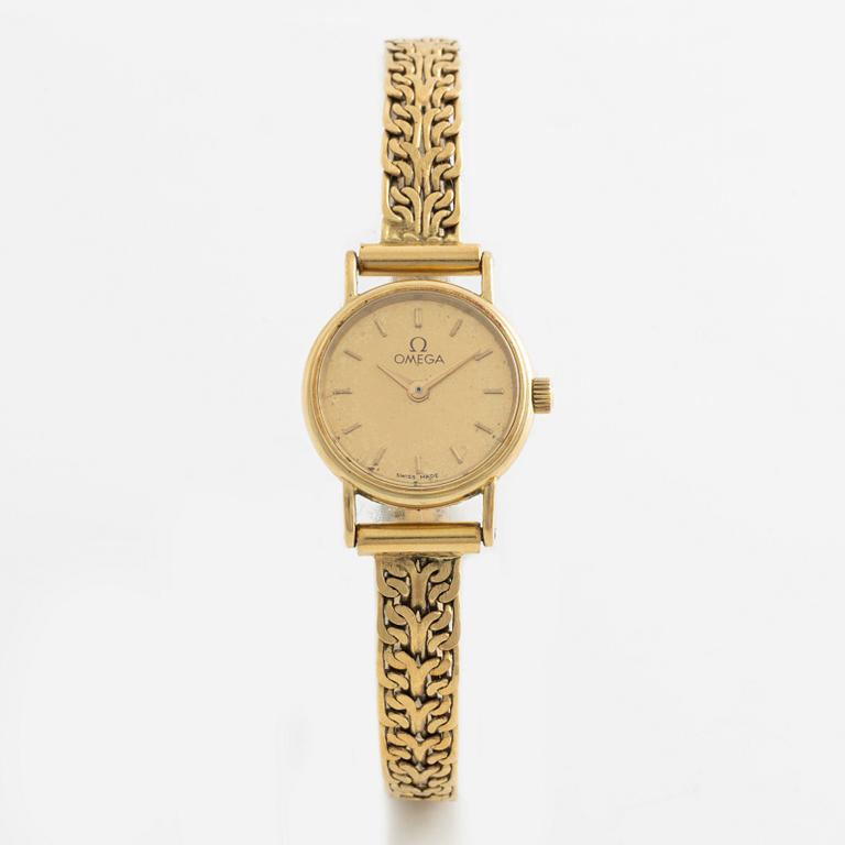 Omega, wristwatch, 14K gold, 18K gold bracelet, 21.5 mm.