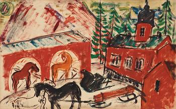 540. Hilding Linnqvist, Horses and sleighs.