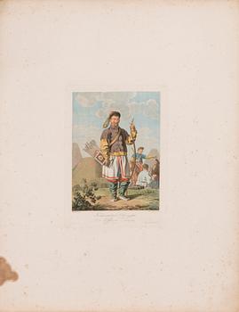 EMELYAN MIKHAYLOVICH KORNEEV, handkolorerade kopparstick 1800-talets början.