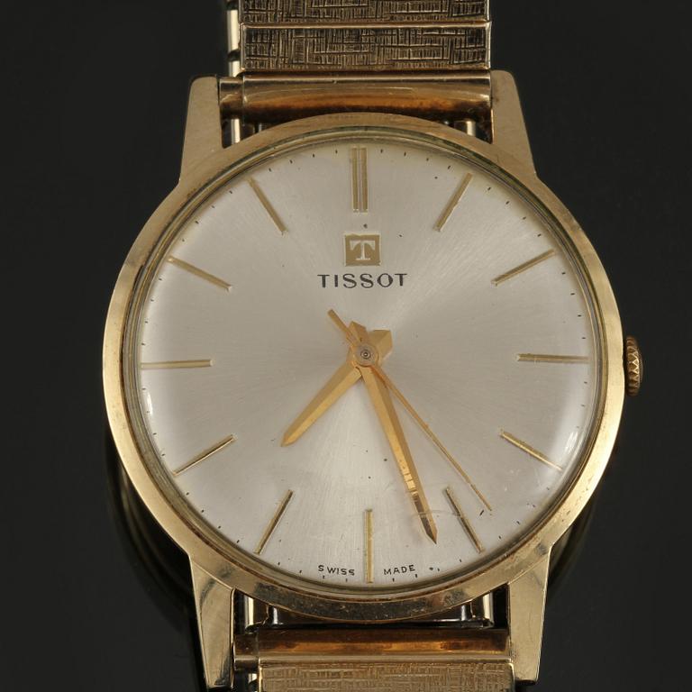 ARMBANDSUR, 14 k guld med förgylld flexlänk, Tissot, 1960-tal.