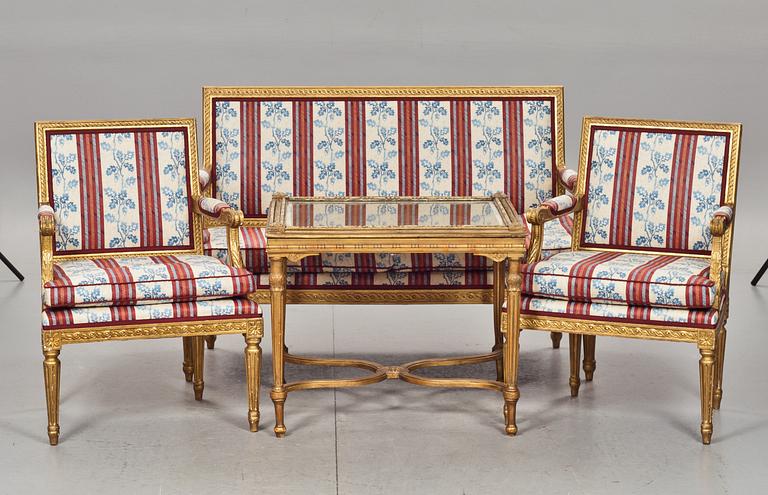 SALONGSGRUPP, 4 delar, gustaviansk stil, 1900-tal.