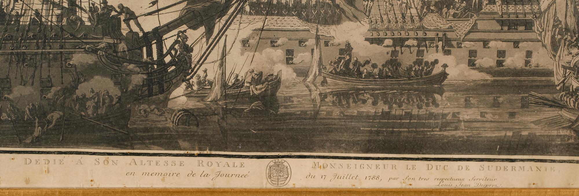 LOUIS JEAN DESPREZ, efter, akvatint, 1700-tal.