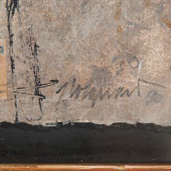 JAMES COIGNARD, blandteknik med collage på papper, signerad.