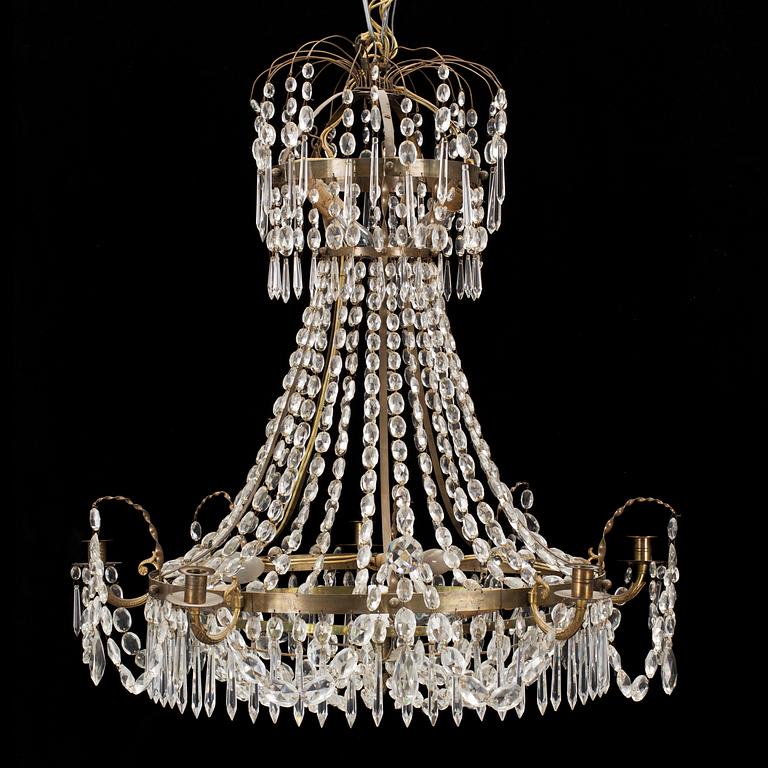 An early 20th century empire style chandeliere.