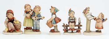 FIGURINER, 5 st, porslin, MJ Hummel, Goebel, 1900-tal.